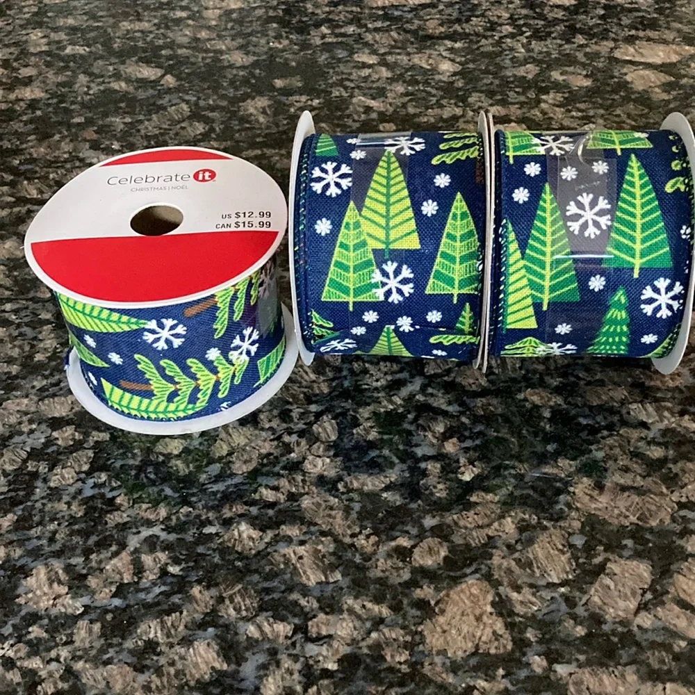 CELEBRATE IT WIRED RIBBON CHRISTMAS LOT OF 3 NWT